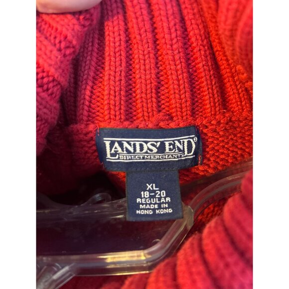 Vintage Land's End Women's Red Sweater Christmas Reindeer Snowflake Turtleneck - Picture 5 of 13